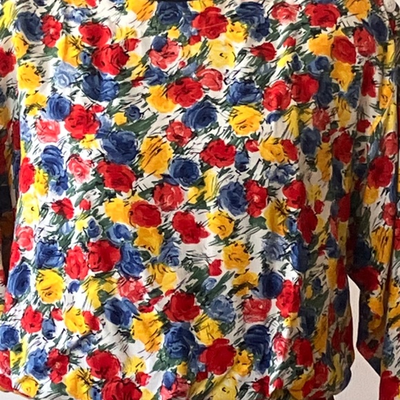 Vintage Primary Colored Floral king sleeve midi dress - Picture 4 of 9